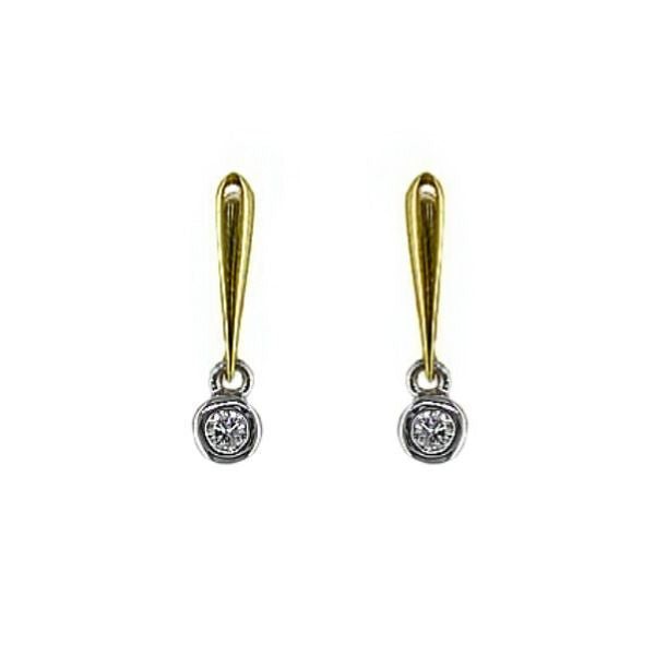 Bezel set diamond drop earrings in 18ct yellow gold and white gold