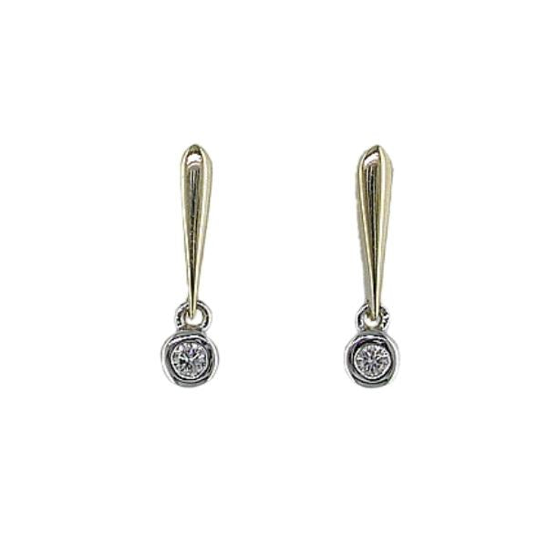 Bezel set diamond drop earrings in 18ct white gold