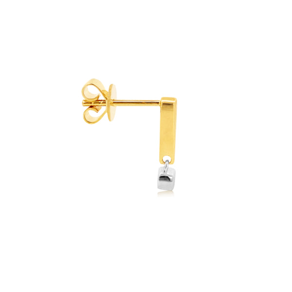 Bezel set diamond drop earrings in 18ct yellow gold and white gold