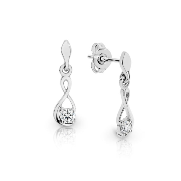 Diamond figure eight drop earrings in 9ct white gold