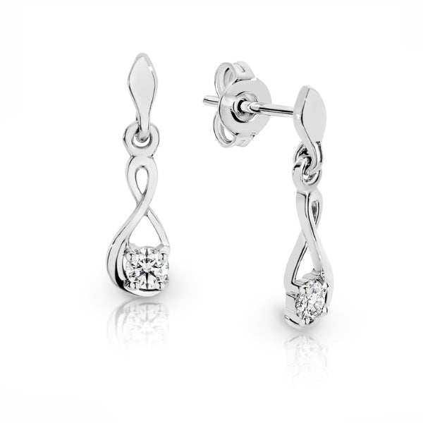 Diamond figure eight drop earrings in 9ct white gold