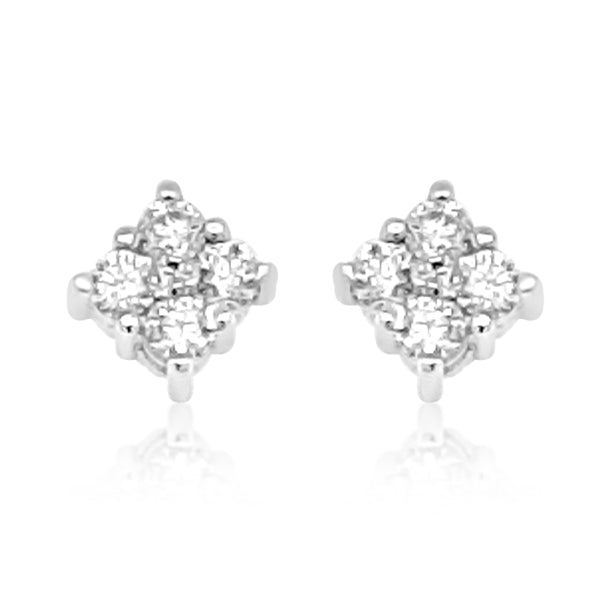 Diamond square stud earrings in 9ct white gold