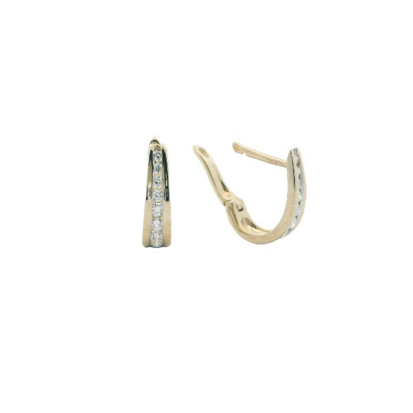 Tapered diamond huggie earring