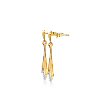 Diamond v shaped drop earrings in 9ct yellow gold