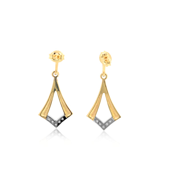 Diamond v shaped drop earrings in 9ct yellow gold