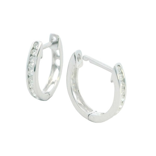Diamond huggie hoop earrings in 9ct white gold