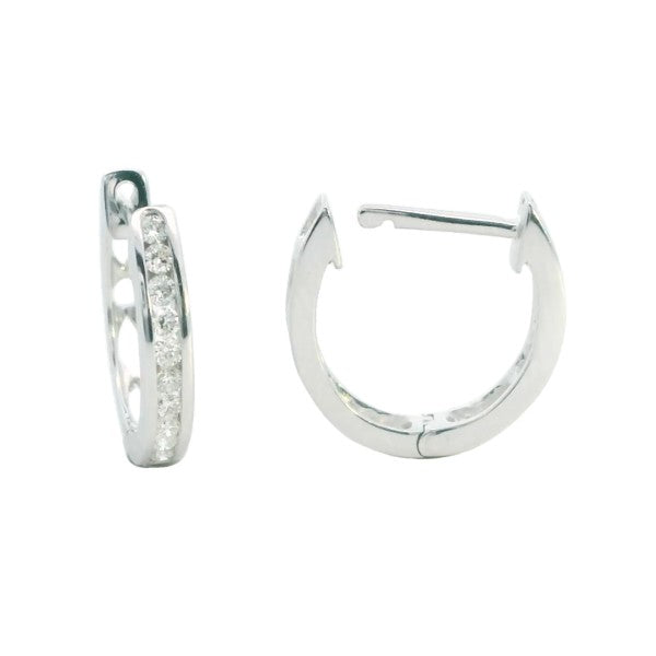 Diamond huggie hoop earrings in 9ct white gold