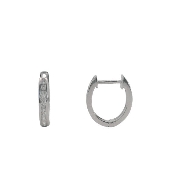 Diamond huggie hoop earrings in 9ct white gold