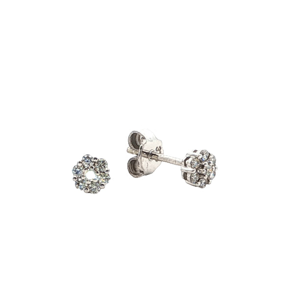 Diamond cluster stud earrings in 9ct white gold