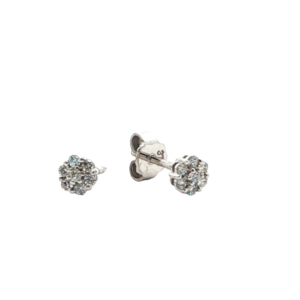 Diamond cluster stud earrings in 9ct white gold