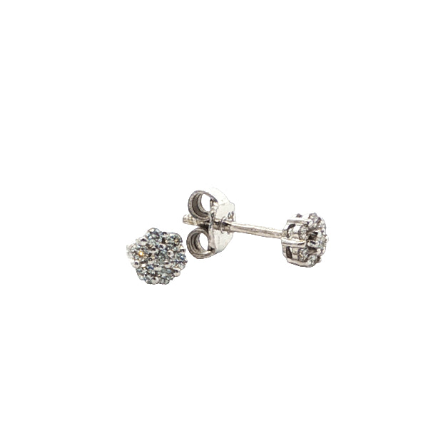 Diamond cluster stud earrings in 9ct white gold