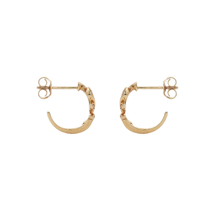 Olive branch diamond set hoop earrings in 9ct yellow gold