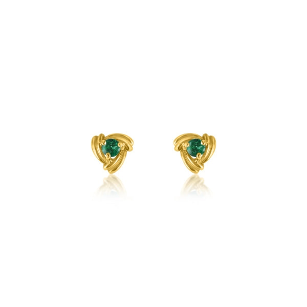 Emerald knot stud earrings in 9ct yellow gold