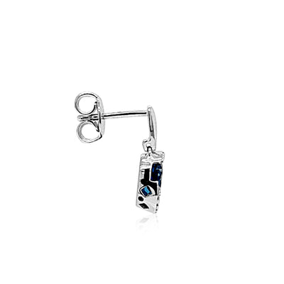 London blue topaz and diamond drop earrings in 9ct white gold