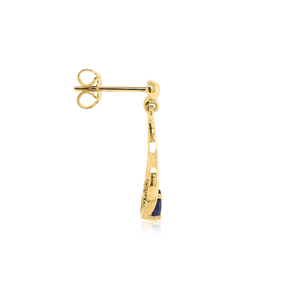 Pear cut sapphire drop earrings in 9ct yellow gold