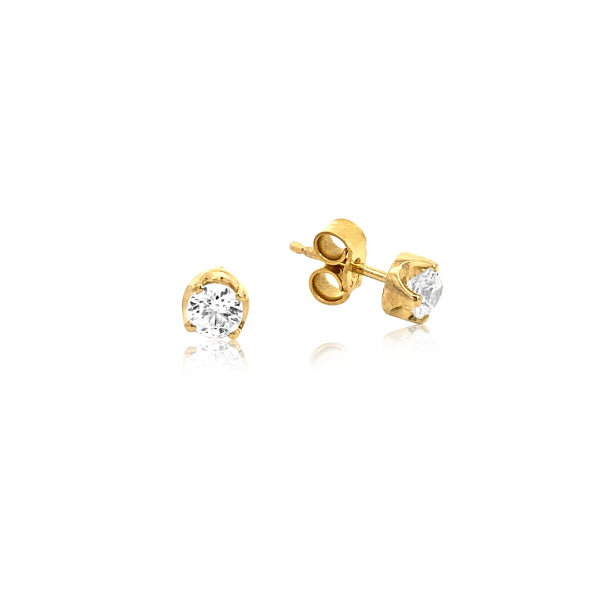 CZ stud earrings in 9ct yellow gold - 4mm