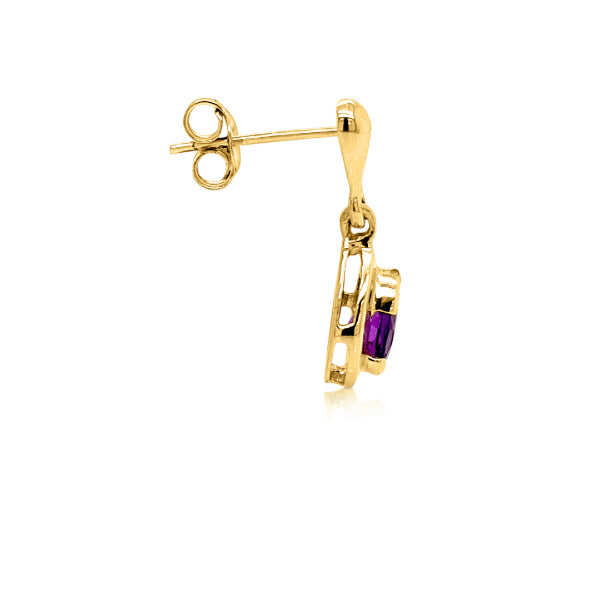 Amethyst teardrop drop earrings in 9ct gold