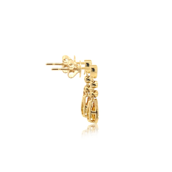 Pear citrine and diamond drop stud earrings in 9ct yellow gold