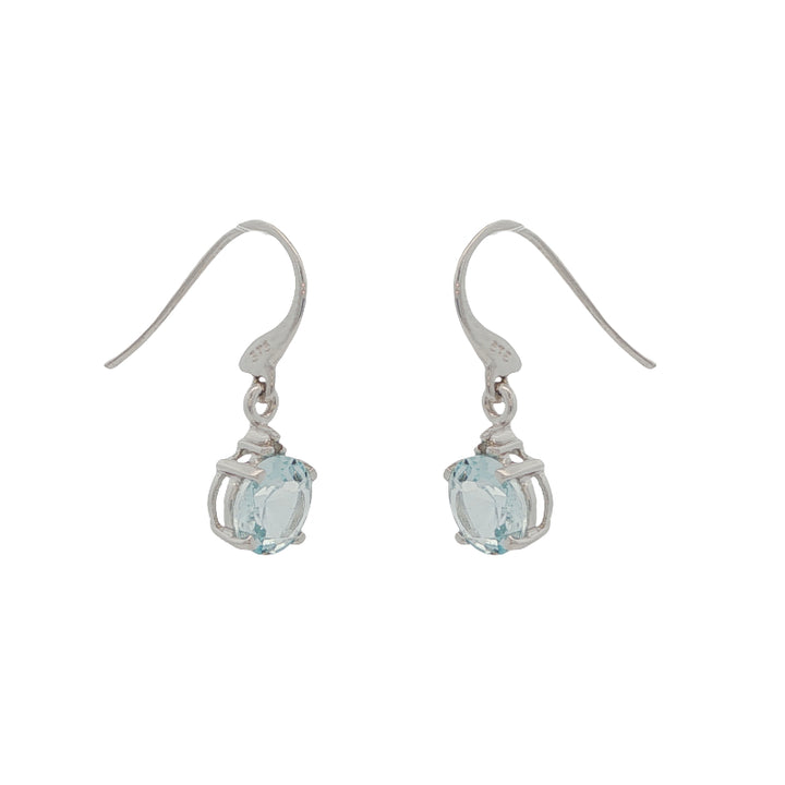 Aquamarine drops on diamond set 9ct white gold hooks
