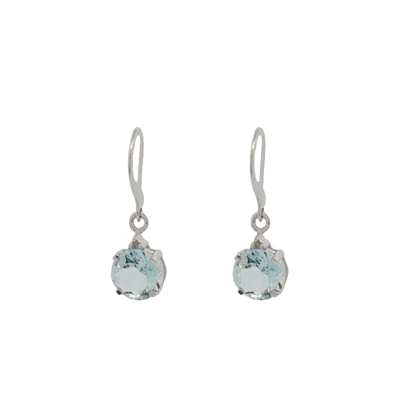 Aquamarine drops on diamond set hooks in 9ct white gold