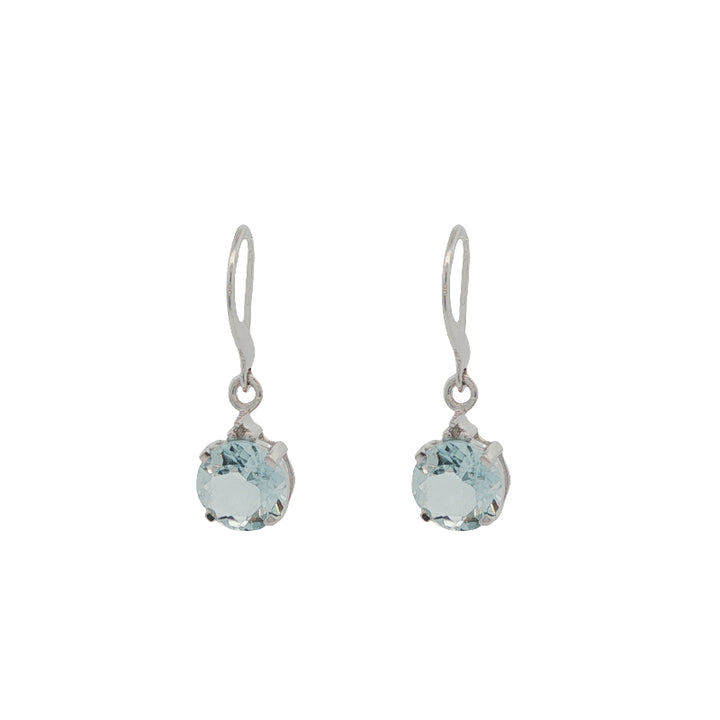 Aquamarine drops on diamond set hooks in 9ct white gold
