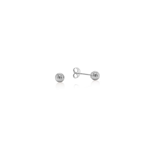 Ball stud earrings in 9ct white gold - 3mm