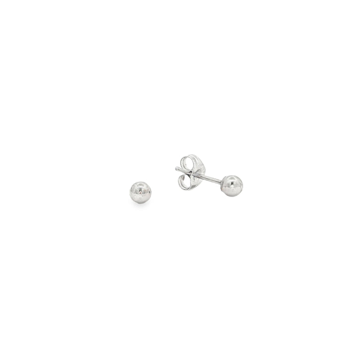 Ball stud earrings in 9ct white gold - 3mm