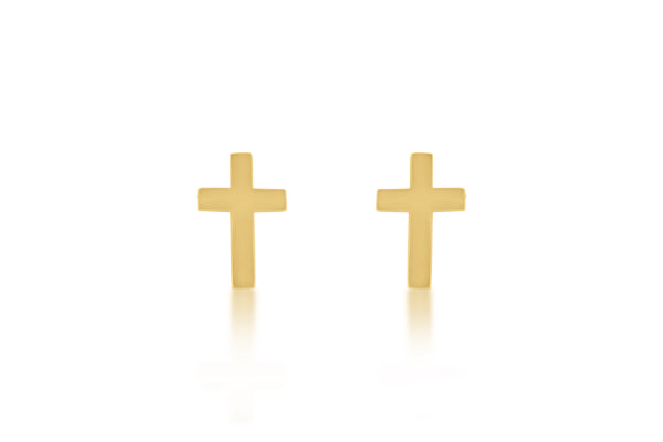 Cross stud earrings in 9ct yellow gold