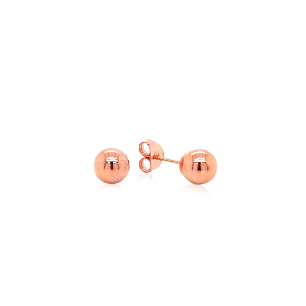 Ball stud earrings in 9ct rose gold - 8mm