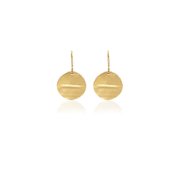 Flat disc hook earrings in 9ct gold