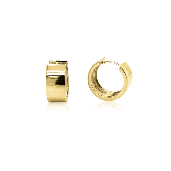 Wide huggie earrings in 9ct gold - 13mm