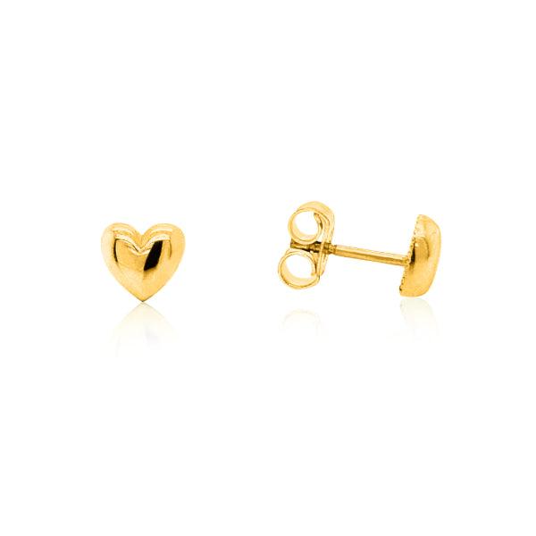 Heart stud earrings in 9ct gold