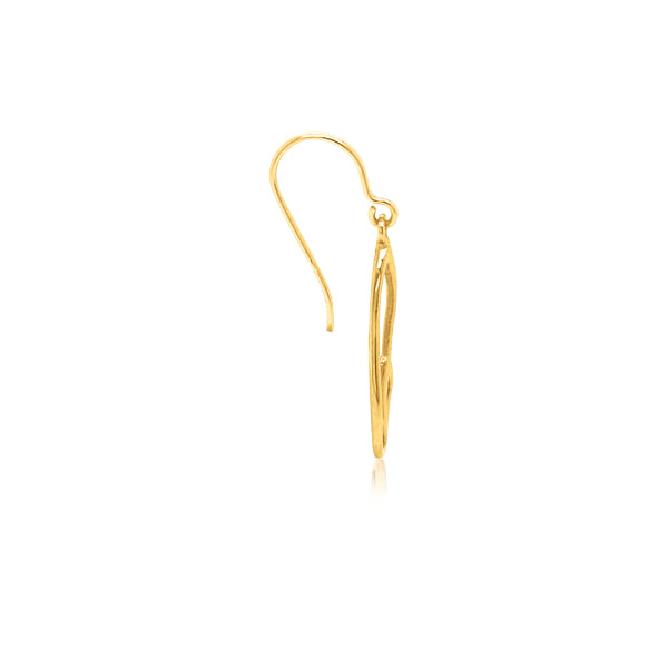 Double teardrop hook earrings in 9ct yellow gold