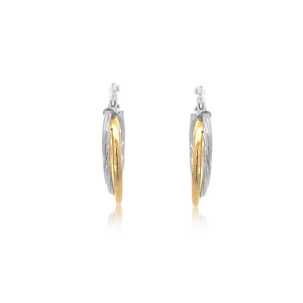 Hoop earrings in 9ct yellow gold and white gold - 15mm Two tone