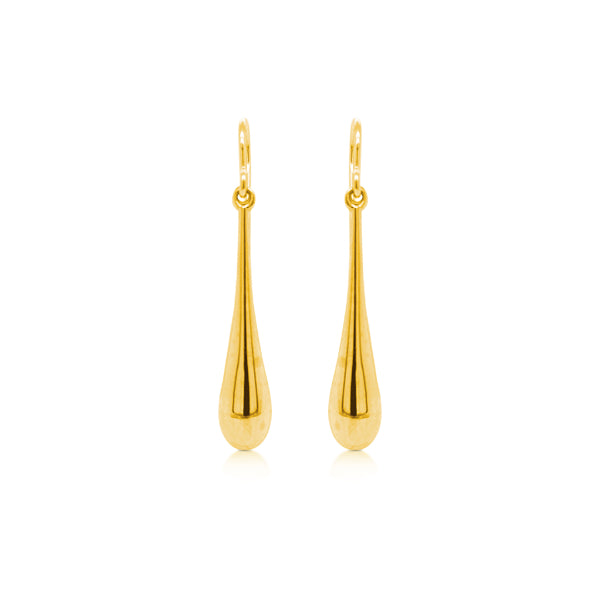 Oblong drop hook earrings in 9ct yellow gold