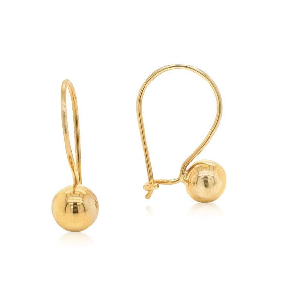 Euroball hook earrings in 9ct gold - 6mm