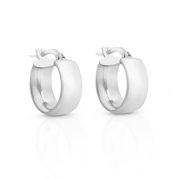 Creole huggie earrings in 9ct white gold