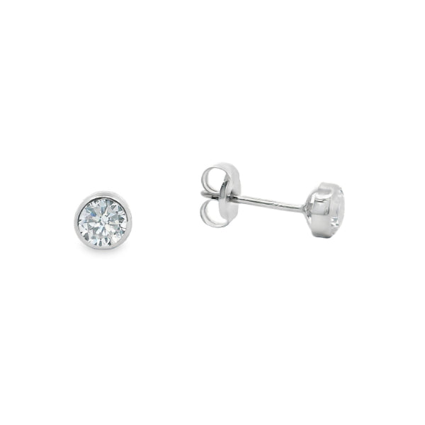 Round CZ stud earrings in 9ct yellow gold - 4mm