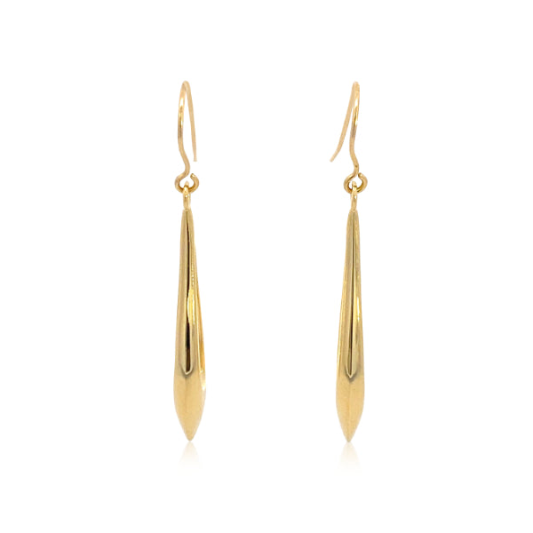Pointed open drop earrings in 9ct yellow gold