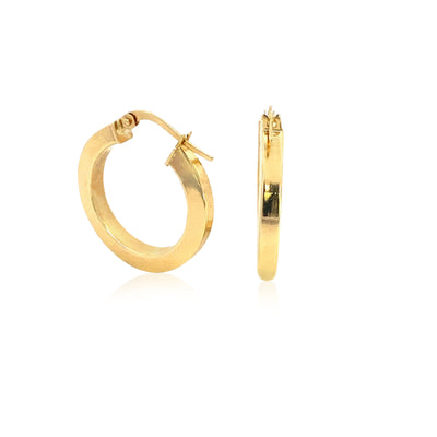 Gold square tube hoop earrings in 9ct yellow gold