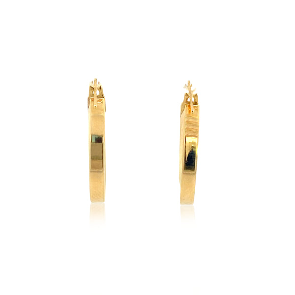 Gold square tube hoop earrings in 9ct yellow gold