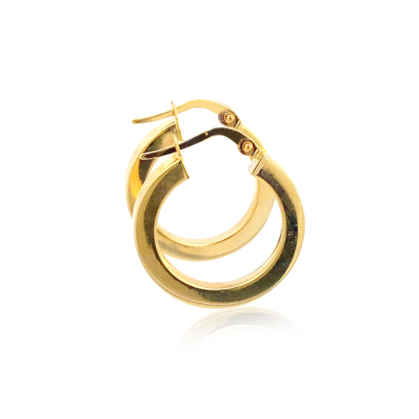Gold square tube hoop earrings in 9ct yellow gold