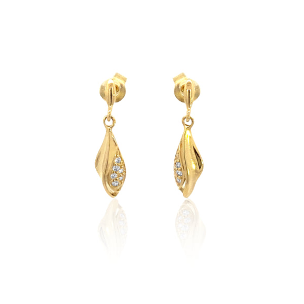 Fancy CZ drop earrings in 9ct yellow gold