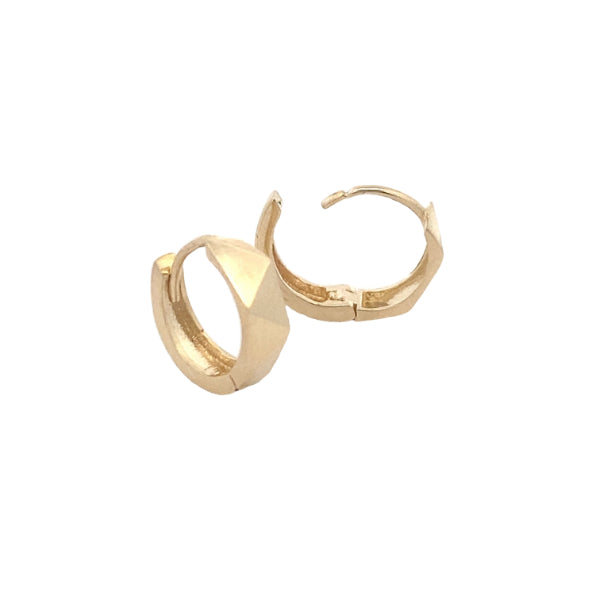 Multi faceted huggie hoop earrings in 9ct yellow gold