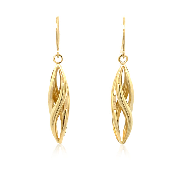 Twisted drop earrings in 9ct yellow gold