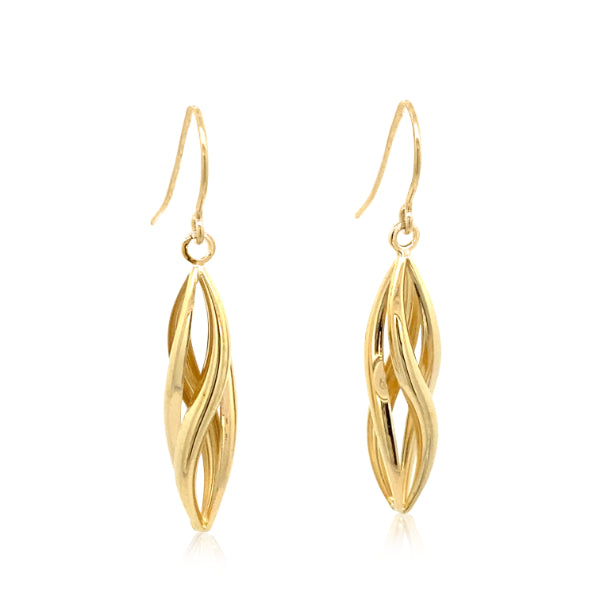 Twisted drop earrings in 9ct yellow gold