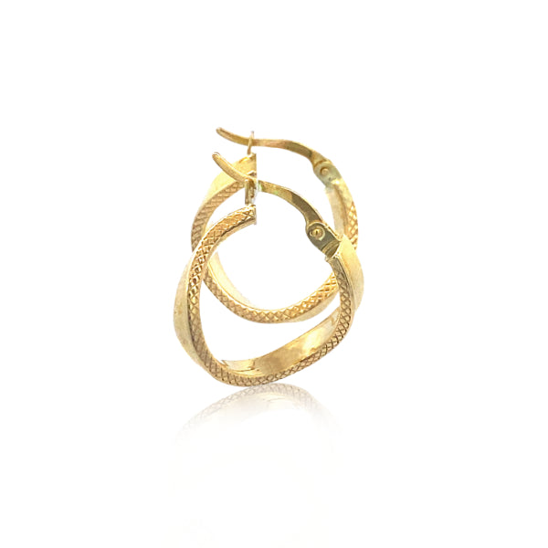 Textured spiral hoops in 9ct yellow gold