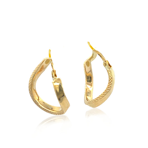 Textured spiral hoops in 9ct yellow gold