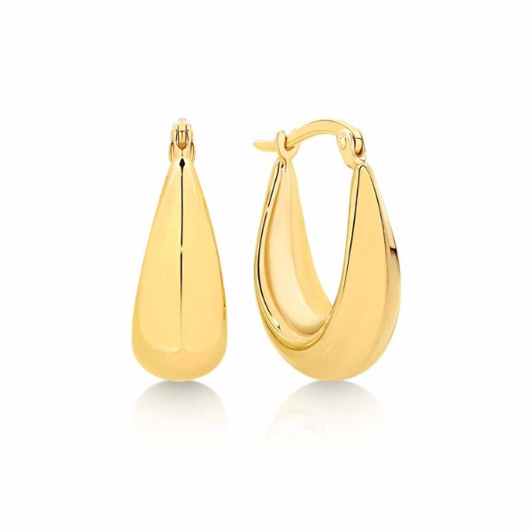 Tapered gold hoop earring in 9ct yellow gold