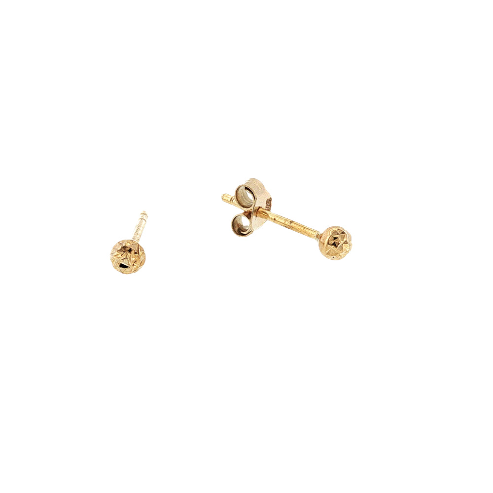 Diamond cut stud earrings in 9ct yellow gold